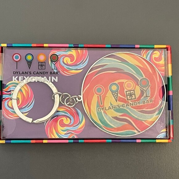 Dylan's Candy Rainbow Whirly Pop Lollipop Round Keychain Fob - Picture 5 of 7